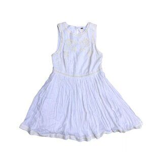 FREE PEOPLE Embroidered Crochet Dress Women's 8 Beige Cream Knee Sleeveless​​